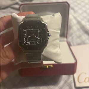 Cartier Silver and Black Men's Watch
